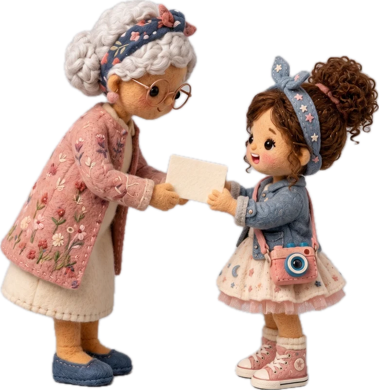 Abuela handing a word card to Lulla.